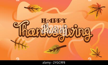 Banner für Thanksgiving-Sonderangebote mit fließendem orangefarbenen Hintergrund. Vektorillustration für Vorlage für Webseitengröße Stock Vektor