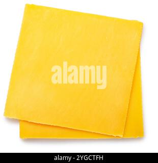Käsescheiben, Cheeseburger-Zutat auf weißem Hintergrund. Datei enthält Beschneidungspfad. Stockfoto