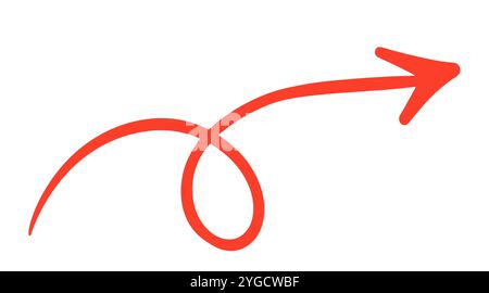 Scribble Curved Pfeil Schild Hand Gezeichnete Vektormarke Stock Vektor