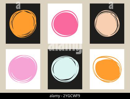 Handgezeichnete Kreise, Ellipsen ovale Highlights Set Stock Vektor