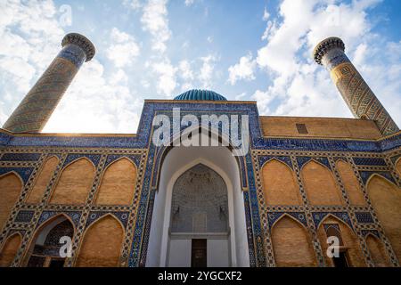 Blick auf das Muhammad-Sultan-Ensemble. Tamerlane's Mausoleum (Timur Mausoleum), Samarkand, Usbekistan. Stockfoto