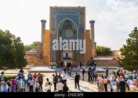 Blick auf das Muhammad-Sultan-Ensemble. Tamerlane's Mausoleum (Timur Mausoleum), Samarkand, Usbekistan. Stockfoto