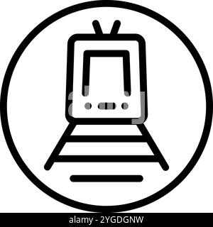 Schienenverkehrskontursymbole, entwickelt für verschiedene verkehrsbezogene Designprojekte. Isolierte Vektordarstellung. Stock Vektor