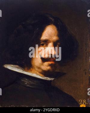 Diego Velazquez (1599–1660), Selbstporträt des spanischen Malers Diego Rodríguez de Silva y Velázquez in Öl auf Leinwand, um 1650 Stockfoto