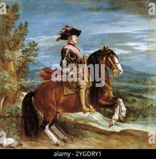 Philipp IV. Von Spanien (1605–1665), Reiterporträt in Öl auf Leinwand von Diego Velazquez, 1634-1635 Stockfoto