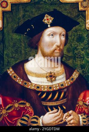 Heinrich VIII. (1491–1547), König von England (1509–1547), Portraitgemälde in Öl auf Tafel um 1520 Stockfoto