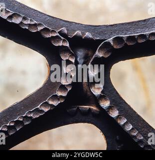 Detalle del hierro forjado de las puertas de la Casa Milà (La Pedrera) de Barcelona. Autor: ANTONI GAUDI. Stockfoto