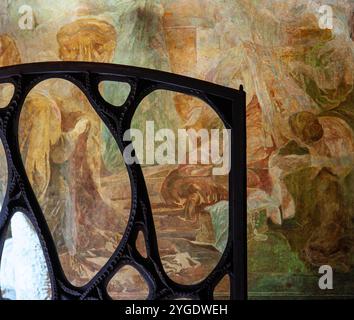 Detalle del hierro forjado de las puertas de la Casa Milà (La Pedrera) de Barcelona. Autor: ANTONI GAUDI. Stockfoto