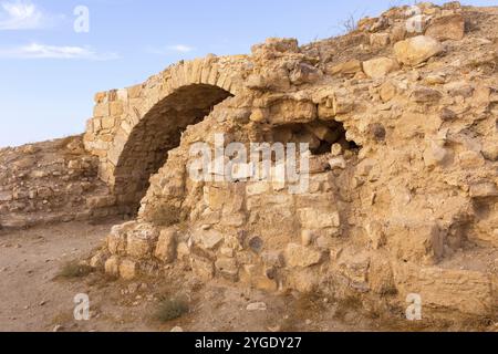 Al Karak, Jordan Medieval Crusaders Castle Arch und Ruinen Stockfoto