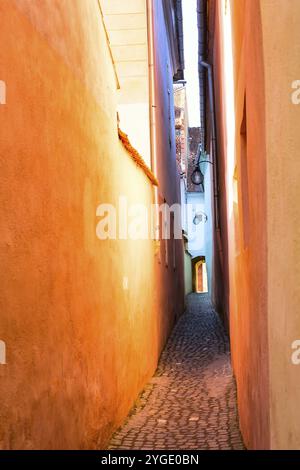 Stringstraße oder Strada Sforii ist die schmalste Straße in Brasov, Rumänien, Europa Stockfoto