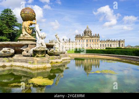 Castle Howard Yorkshire Atlas Fountain - Castle Howard ist ein englisches Landhaus in North Yorkshire England Großbritannien GB Europa Stockfoto