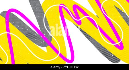 Abstrakter Hintergrund mit bunten welligen, dicken Linien und Textureffekt im Pop Art Style Stock Vektor