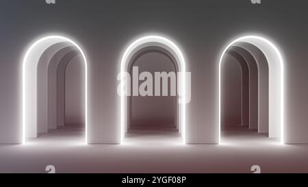 3D-Rendering beleuchteter Bögen Stockfoto