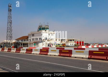 Flugkontrollturm am Gibraltar International Airport, Gibraltar Stockfoto