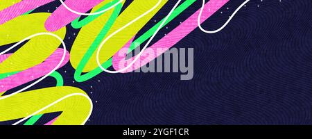 Abstrakter Hintergrund mit bunten Linien und Textureffekten im Pop Art Style Stock Vektor