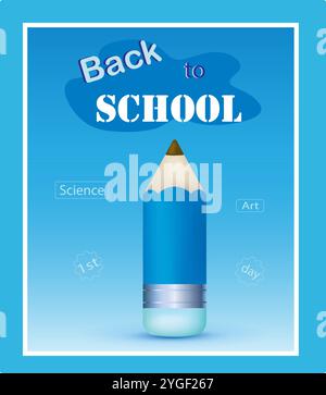 Zurück zur Schule. Zeichentrickspensil-Vektor. Flaches Design. Schwarzweiß. Stock Vektor