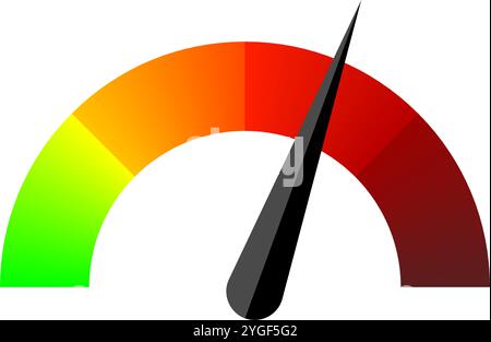 Symbol für Messanzeige, Tachometer, Drehzahlmesser, Geschwindigkeitsanzeige. Vektorabbildung Stock Vektor