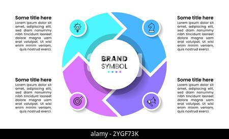 Infografik-Vorlage mit Symbolen und 4 Optionen oder Schritten. Schleife. Kann für Workflow-Layout, Diagramm, Banner und Webdesign verwendet werden. Vektorabbildung Stock Vektor