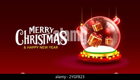 Glaskugel frohe Weihnachten. Neujahrsbanner kaufen. Vektor Stock Vektor