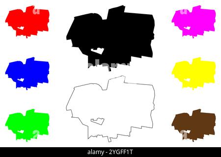 Fairfax City County, Commonwealth of Virginia (unabhängige Stadt, US-County, Vereinigte Staaten von Amerika, USA, USA, US) Kartenvektordarstellung, scribb Stock Vektor