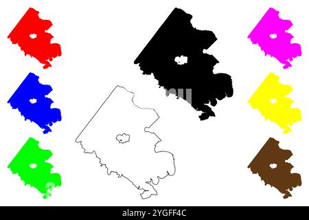 Fairfax County, Commonwealth of Virginia (U.S. County, United States of America, USA, U.S., US) Kartenvektordarstellung, Scribble-Skizze Fairfax-Karte Stock Vektor