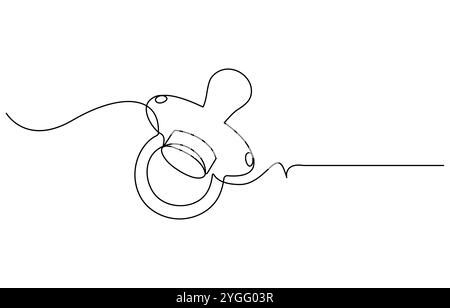 Kontinuierliche Linienzeichnung des Schnullers. Schwangerschaftsplanungskonzept. Vektorillustration, durchgehende einzeilige Zeichnung des Babyschnullers in Silhouette Stock Vektor