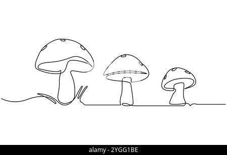 Abstrakt geformter Glockenpilz. Einzeiliges Glockenpilzsymbol, Illustration der Zauberpilze. Eine Linie Hand gezeichnet Pilzkontur Vektor-Illustration Stock Vektor