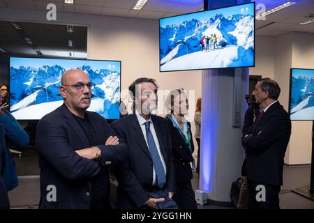 Mailand, Italien. November 2024. Via della Boscaiola 26. Presentazione del 'Look of the Games di Milano Cortina 2026. - Cricuito - Mailand, Italia - Giovedì 7 Novembre 2024 (Foto Alessandro Cimma/Lapresse) Via della Boscaiola 26. Präsentation des Erscheinungsbildes der Spiele von Milan Cortina 2026. - Cricuito - Mailand, Italien - Donnerstag, 7. November 2024 (Foto Alessandro Cimma/Lapresse) Credit: LaPresse/Alamy Live News Stockfoto