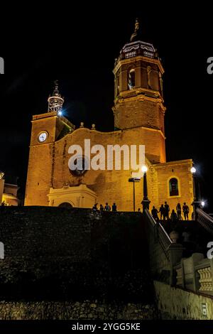 Kirche St. Bartholomäus und St. Thecla, Sitges, Katalonien, Spanien. Oktober 2023 Stockfoto