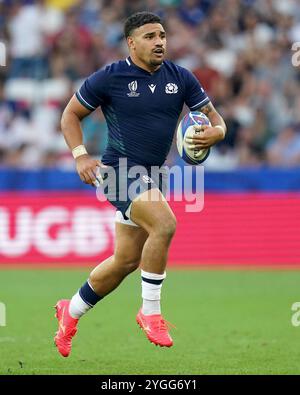 Aktenfoto vom 24.09.2023 der schottischen Sione Tuipulotu in Aktion. Der schottische Kapitän Sione Tuipulotu hat nach einer dreijährigen Vertragsverlängerung einen Hunger nach mehr Besteck mit Glasgow. Ausgabedatum: Donnerstag, 7. November 2024. Stockfoto