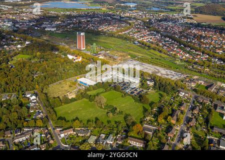 Luftbild, Zechenpark Friedrich Heinrich, LAGA Park, ehemaliges RAG Bergwerk West mit Zechenturm und Förderturm, Lintfort, Kamp-Lintfort, Ruhrgebiet, Nordrhein-Westfalen, Deutschland ACHTUNGxMINDESTHONORARx60xEURO *** Luftaufnahme, Friedrich Heinrich Colliery Park, LAGA Park, ehemalige Zeche RAG West mit Zeche- und Wendeturm, Lintfort, Kamp Lintfort, Ruhrgebiet, Nordrhein-Westfalen, Deutschland ACHTUNGxMINDESTHONORARx60xEURO Stockfoto