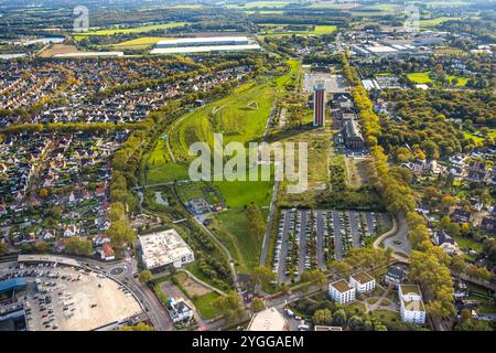 Luftbild, Zechenpark Friedrich Heinrich, LAGA Park, ehemaliges RAG Bergwerk West mit Zechenturm und Förderturm, Lintfort, Kamp-Lintfort, Ruhrgebiet, Nordrhein-Westfalen, Deutschland ACHTUNGxMINDESTHONORARx60xEURO *** Luftaufnahme, Friedrich Heinrich Colliery Park, LAGA Park, ehemalige Zeche RAG West mit Zeche- und Wendeturm, Lintfort, Kamp Lintfort, Ruhrgebiet, Nordrhein-Westfalen, Deutschland ACHTUNGxMINDESTHONORARx60xEURO Stockfoto