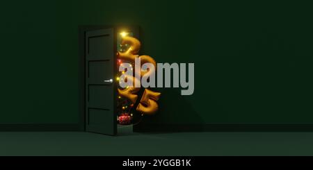 Eingang zur Feier: 2025 Ballons. 3D-Abbildung Stockfoto