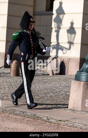 Eine der norwegischen Königsgarde 3. Unternehmen (Norwegisch: Hans Majestet Kongens 3. Gardekompani) ist eine renommierte Militärkapelle und Bohreinheit in Norwegen Stockfoto