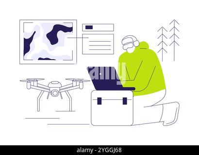 Verwenden Sie Drohnen mit Fernerkundung, abstrakte Vektordarstellung. Stock Vektor