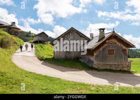 Bergstraße, die den San Pellegrino Pass überquert und zum Fuciade Schutzgebiet führt. Europa, Italien, Trentino Südtirol, Fassatal, San Pellegrino Stockfoto