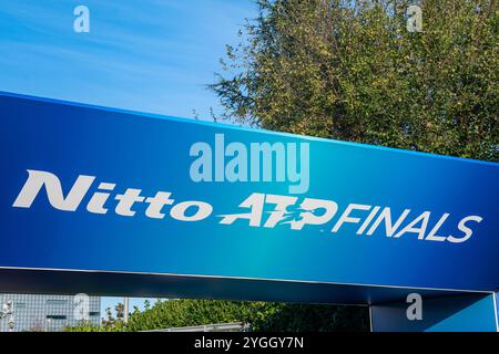 Nitto ATP Finals zum Höhepunkt der Tennissaison treten die besten Spieler der Welt in atemberaubenden Spielen an. Spannende Matches mit starker Emotionen. Stockfoto