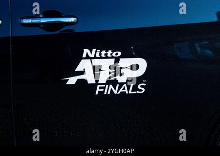 Nitto ATP Finals zum Höhepunkt der Tennissaison treten die besten Spieler der Welt in atemberaubenden Spielen an. Spannende Matches mit starker Emotionen. Stockfoto