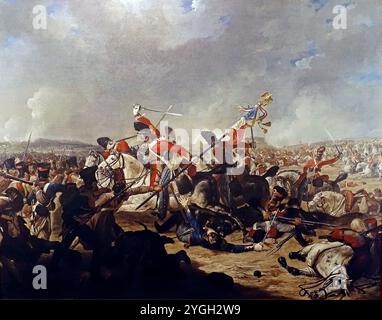 Charles Ewart von den Royal North British Dragoons eroberte 1815 Regimentsadler des 45. Regiment of the Line Flaggen in der Schlacht von Waterloo Stockfoto