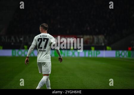 Frankfurt, Deutschland. November 2024. Frankfurt, 7. November 2024 FRANKFURT, DEUTSCHLAND - 7. NOVEMBER: Mario Goetze von Eintracht Frankfurt beim UEFA Europa League-Spiel zwischen Eintracht Frankfurt und Slavia Prag am 7. November 2024 im Deutschen Bank Park in Frankfurt. (Foto: Dan O' Connor/ATPImages) Dan O' Connor (Dan O' Connor/ATP Images/SPP) Credit: SPP Sport Press Photo. /Alamy Live News Stockfoto