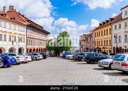 Blick auf die Pohořelec Straße im Stadtteil Hradčany. Prag, Tschechische Republik, Europa Stockfoto