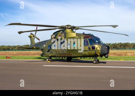 Royal Danish Air Force AgustaWestland AW101 Hubschrauber auf dem Luftwaffenstützpunkt kleine Brogel. Peer, Belgien - 8. September 2018 Stockfoto