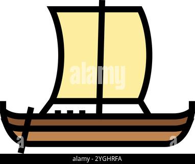 knarr altes Schiff Farbe Icon Vektor Illustration Stock Vektor