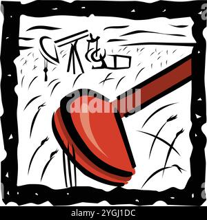 Abstrakte Vektorillustration der Bauindustrie, Maschinen, Öl und Gas in der Raffinerie. Stock Vektor