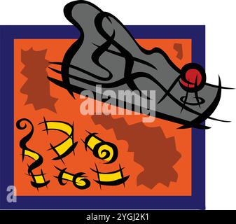 Holzschnitzerstich handgezeichnete Komposition mit isoliertem Bild der Ebenen Vektorillustration Stock Vektor