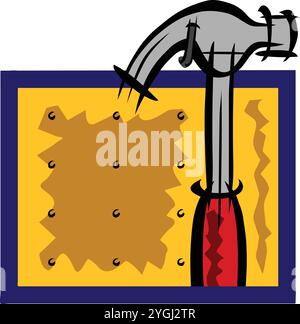 Klauenhammer-Bauwerkzeug, isoliert, weiß. Handgriff Ausrüstung Klauenhammer Vektor Illustration Stock Vektor