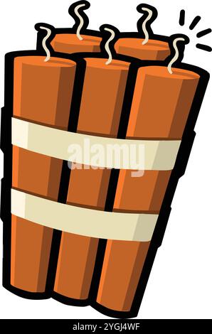 Dynamit Bomben mit brennenden Dochten und Timern realistisch isoliert auf weißem Hintergrund Vektor Illustration Stock Vektor