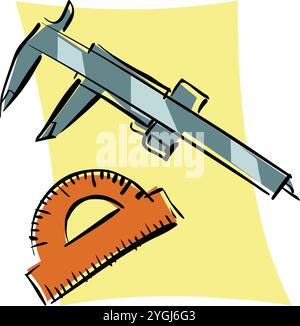 Trammel Hand gezeichnetes isometrisches Symbol des Messschiebers auf leerem Hintergrund 3D-Vektor-Illustration Stock Vektor