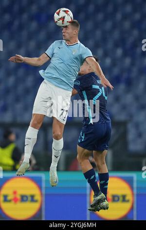 Roma, Italien. November 2024. Lazios Adam Marusic während der UEFA Europa League Einzelgruppe zwischen Lazio und Porto im Olympiastadion in Rom, Italien - Donnerstag, 7. November 2024 - Sport Soccer (Foto: Alfredo Falcone/LaPresse) Credit: LaPresse/Alamy Live News Stockfoto