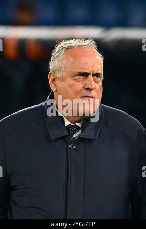 Rom, Italien. November 2024. Claudio Lotito, Präsident der SS-Latium, vor dem Gruppenspiel der UEFA Europa League 2024/25 zwischen der SS Lazio und dem FC Porto am 7. November 2024 in Rom, Italien - Credit: Nicola Ianuale/Alamy Live News Stockfoto